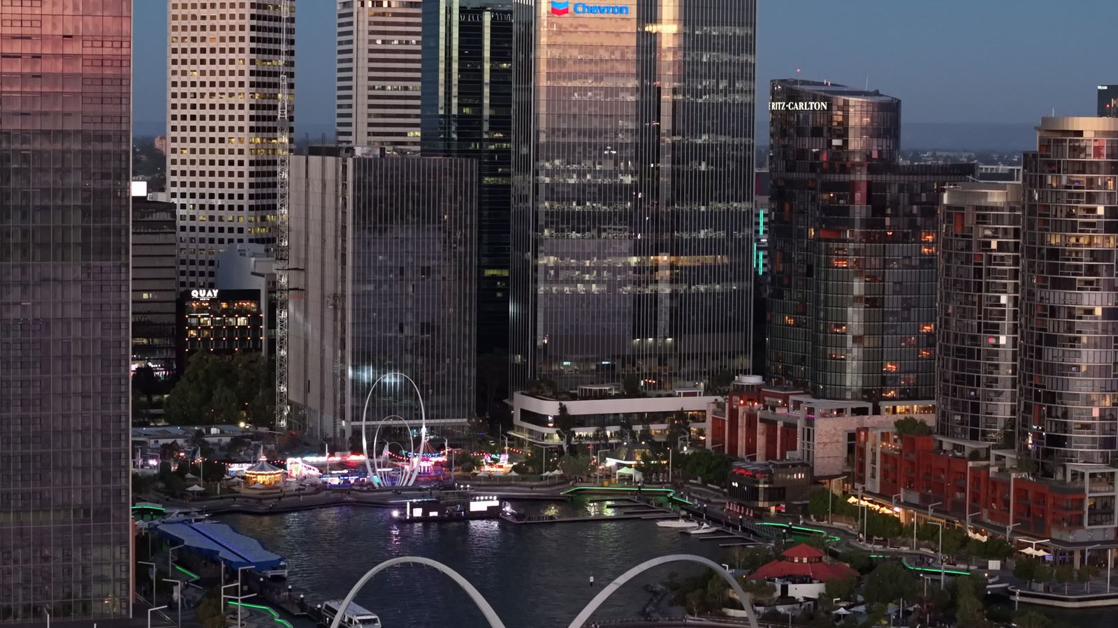 Stunning Aerial View of Perth City at Night Free Stock Video Footage ...