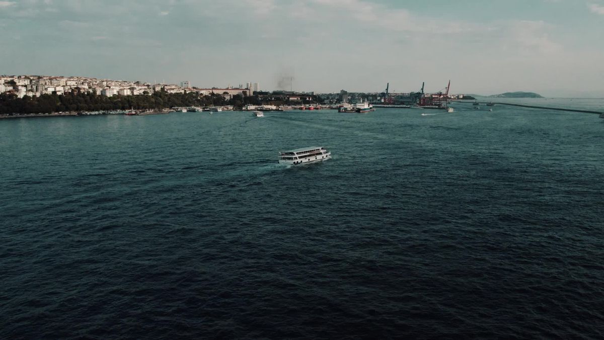 Aerial View of Coast Guard in Istanbul's Bosphorus Free Stock Video ...