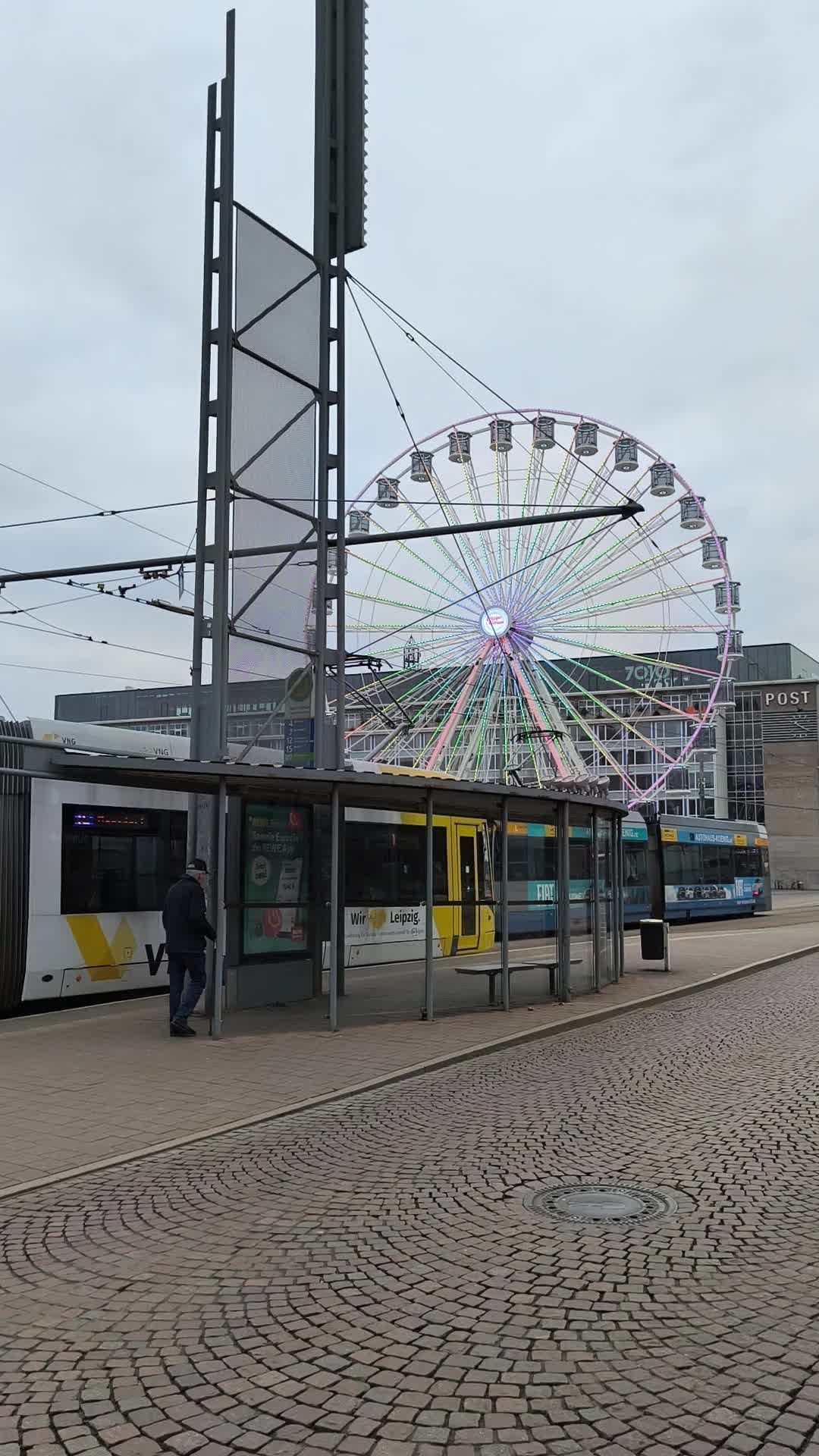 Urban Tram and Ferris Wheel City Scene Free Stock Video Footage ...