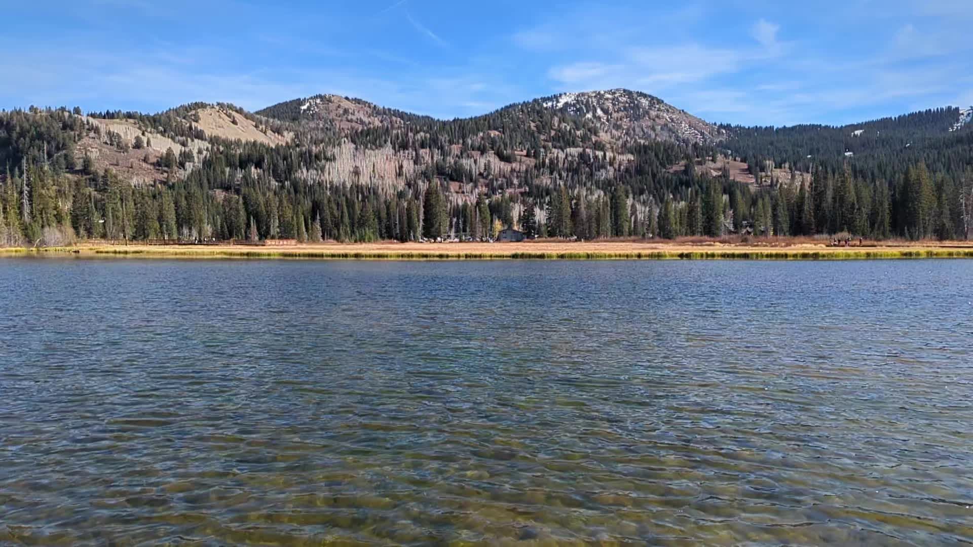 Scenic Mountain Lake View Under Clear Blue Sky Free Stock Video Footage ...