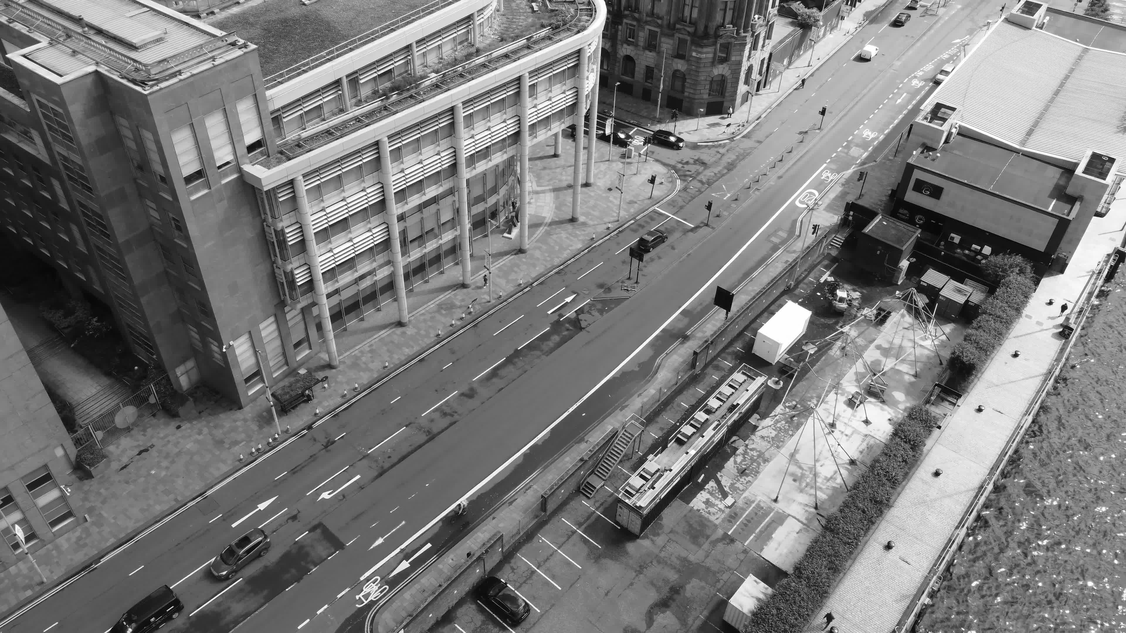 Urban Street Aerial View with Traffic and Buildings Free Stock Video ...