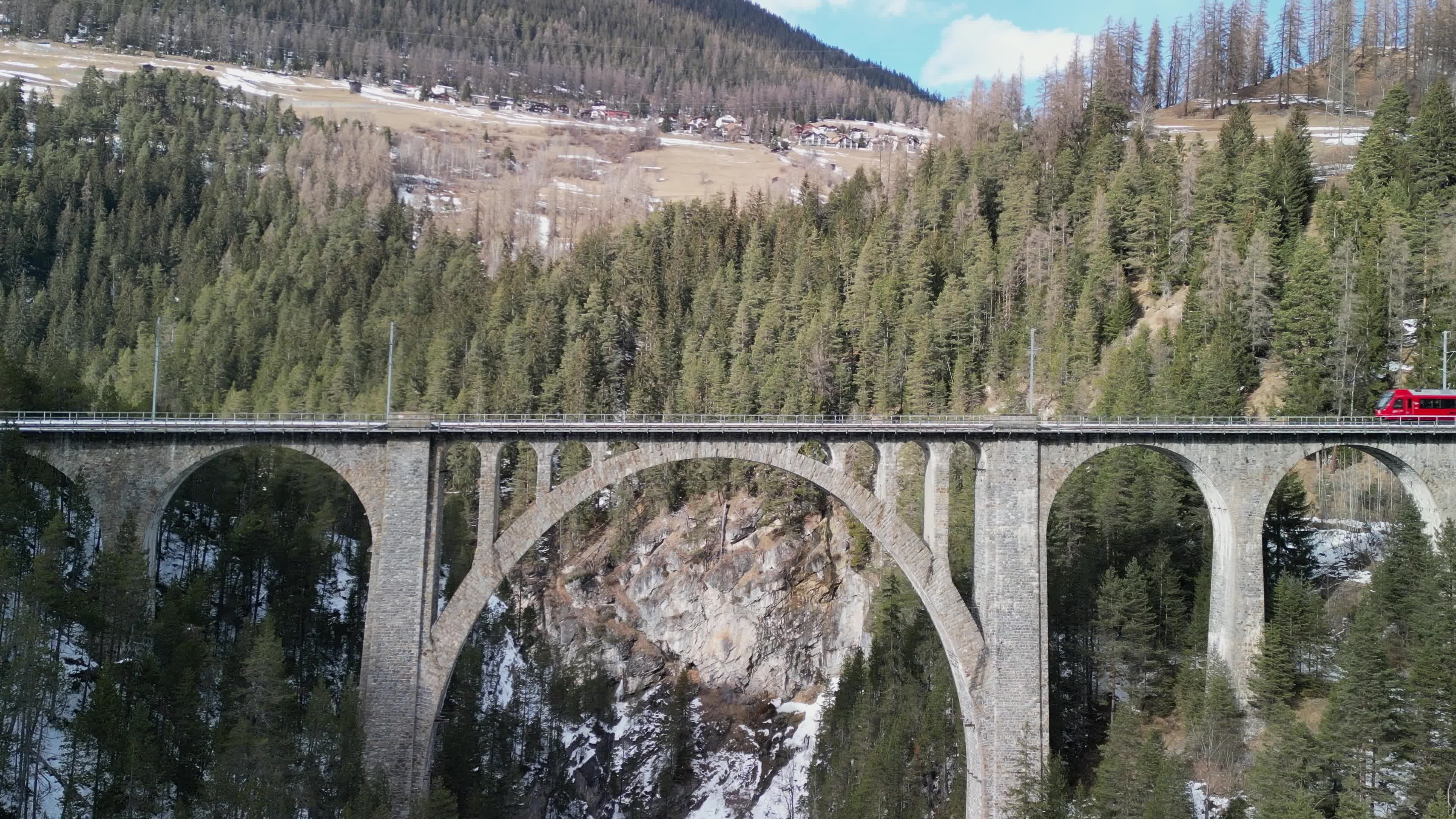 Stunning Drone Shot of Viaduct in Winter Landscape Free Stock Video ...