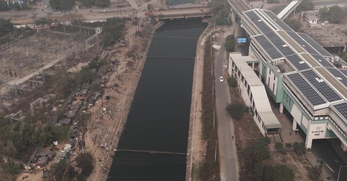 Canal Infrustructure Aerial View of Urban Canal and Transport Infrastructure Free Stock ...