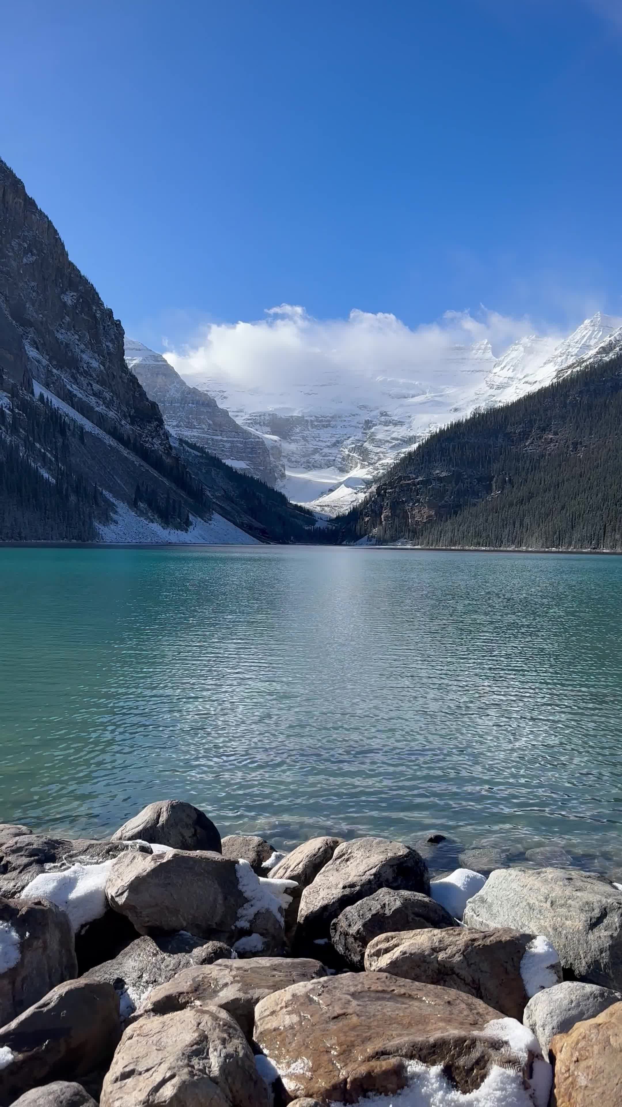 Serene Lake Louise in Rocky Mountains Free Stock Video Footage, Royalty ...