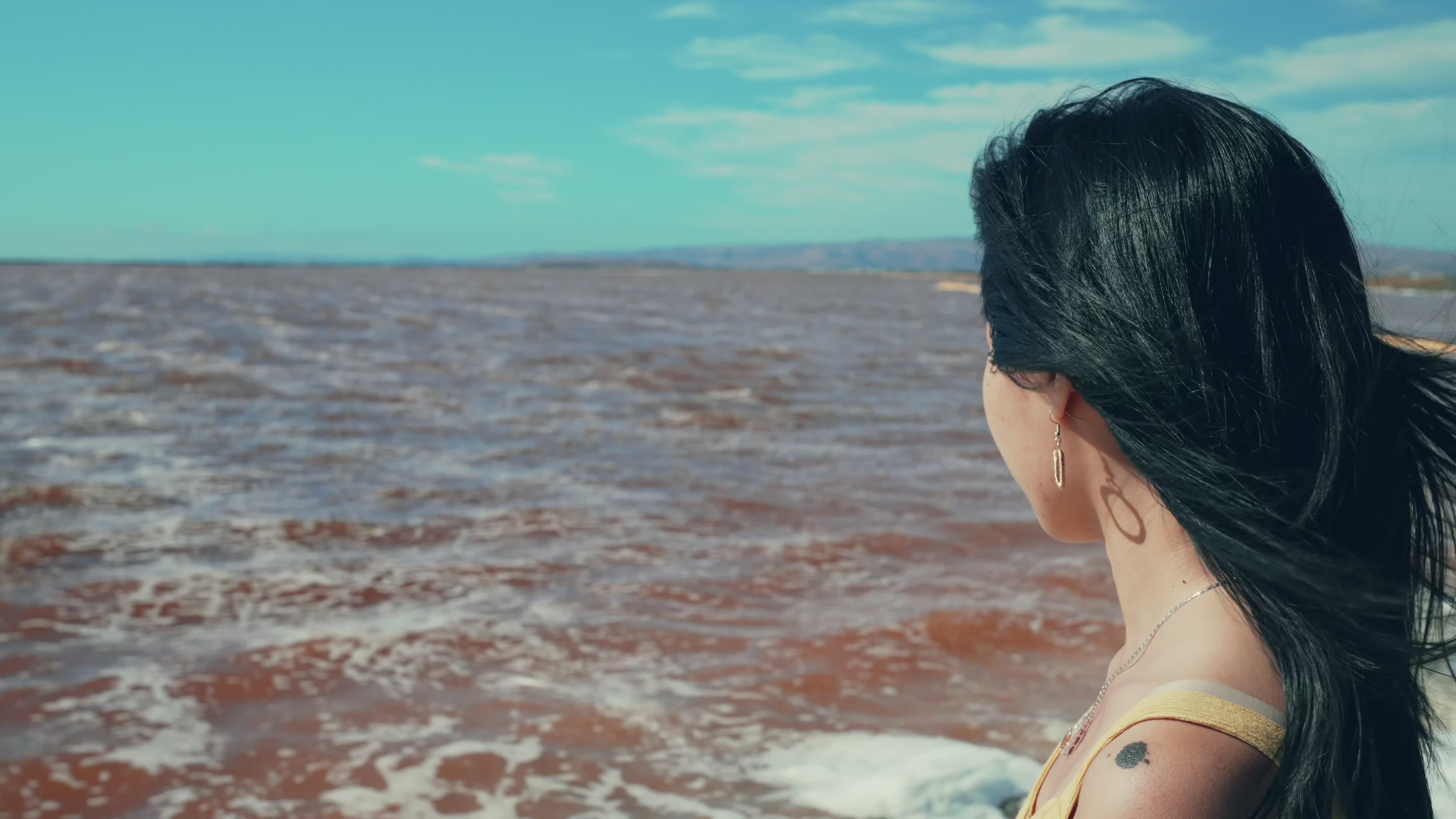 Contemplative Woman by the Ocean Free Stock Video Footage, Royalty-Free ...