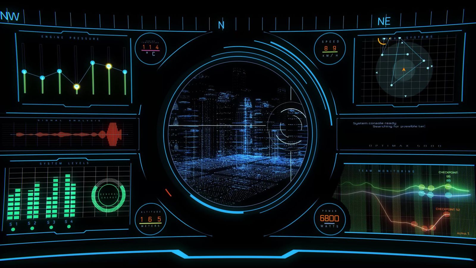 A futuristic computer screen with glowing lights Free Stock Video ...