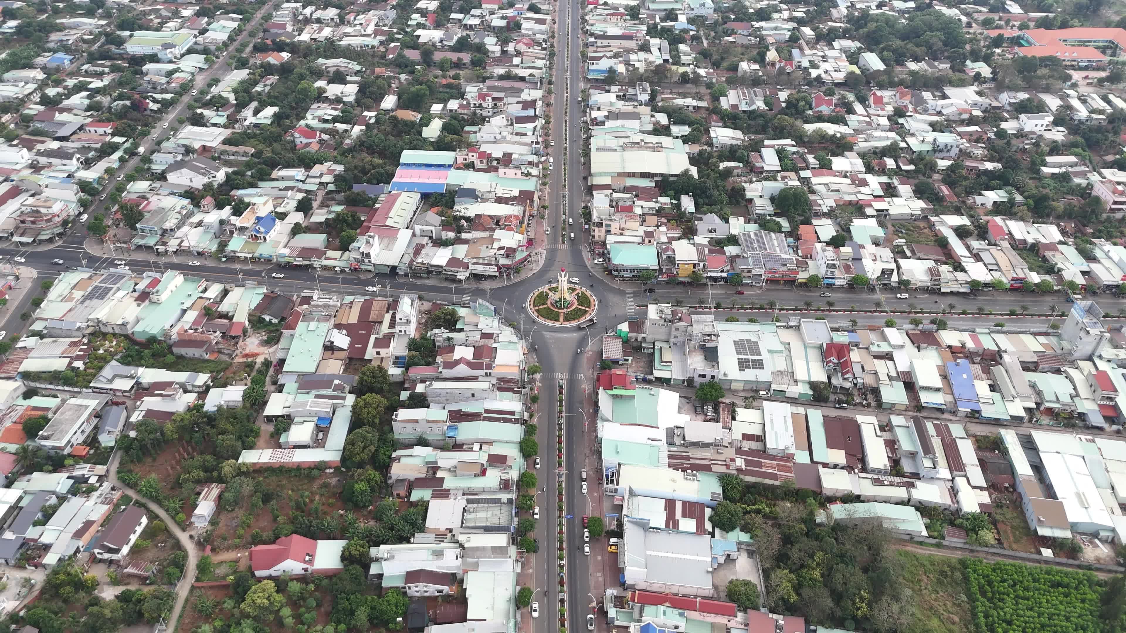 Aerial View of Urban Roundabout Intersection Free Stock Video Footage ...