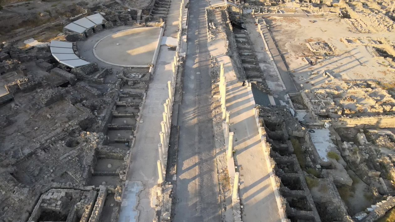 Aerial View of Ancient Roman Amphitheater Ruins Free Stock Video ...