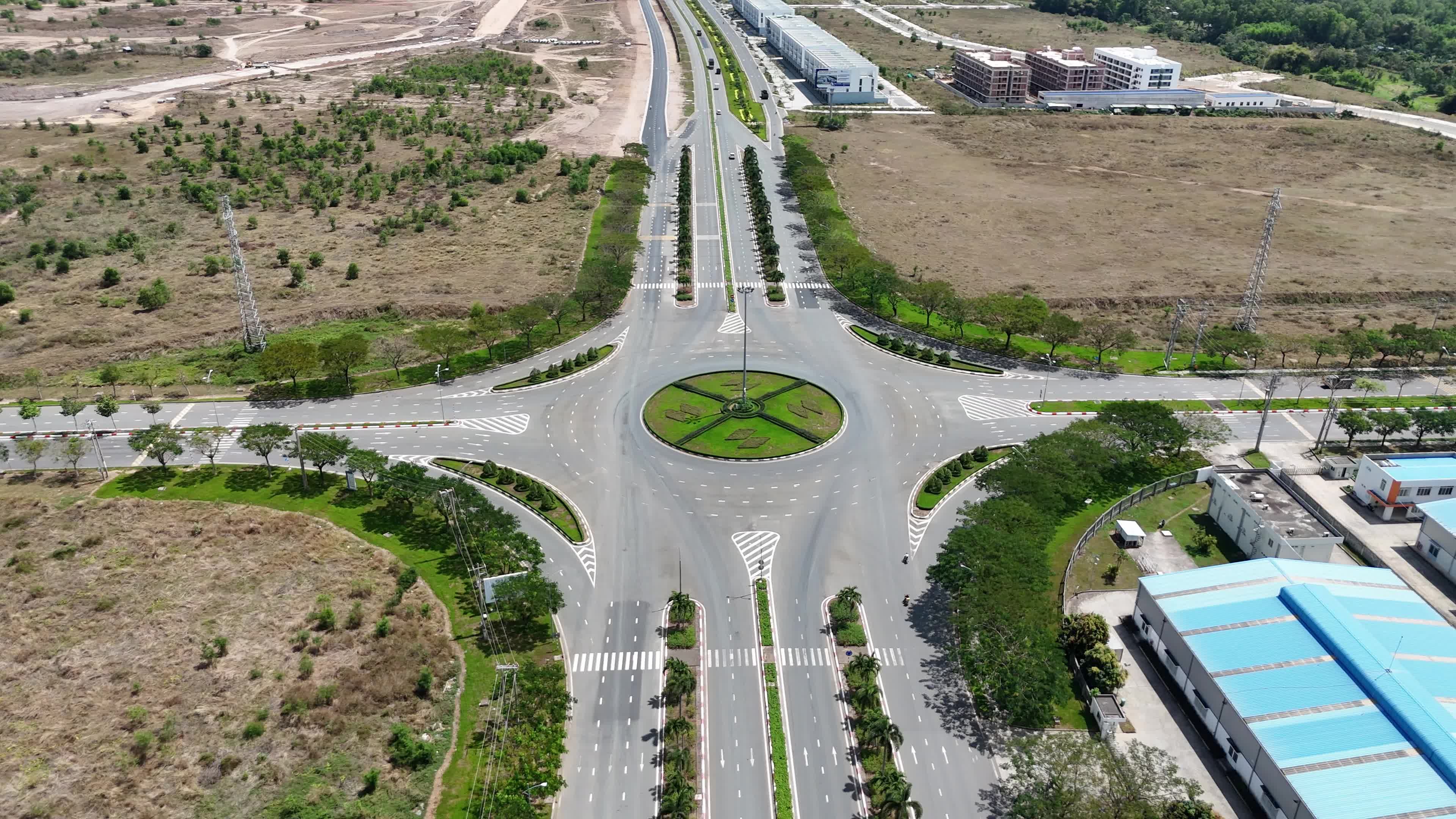 Aerial View of Industrial Roundabout Free Stock Video Footage, Royalty ...
