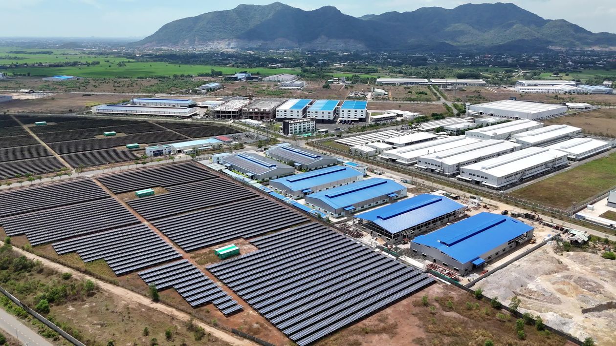 Aerial View of Industrial Solar Farm Free Stock Video Footage, Royalty ...