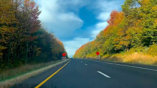 Traveling On A Highway Built On The Countryside