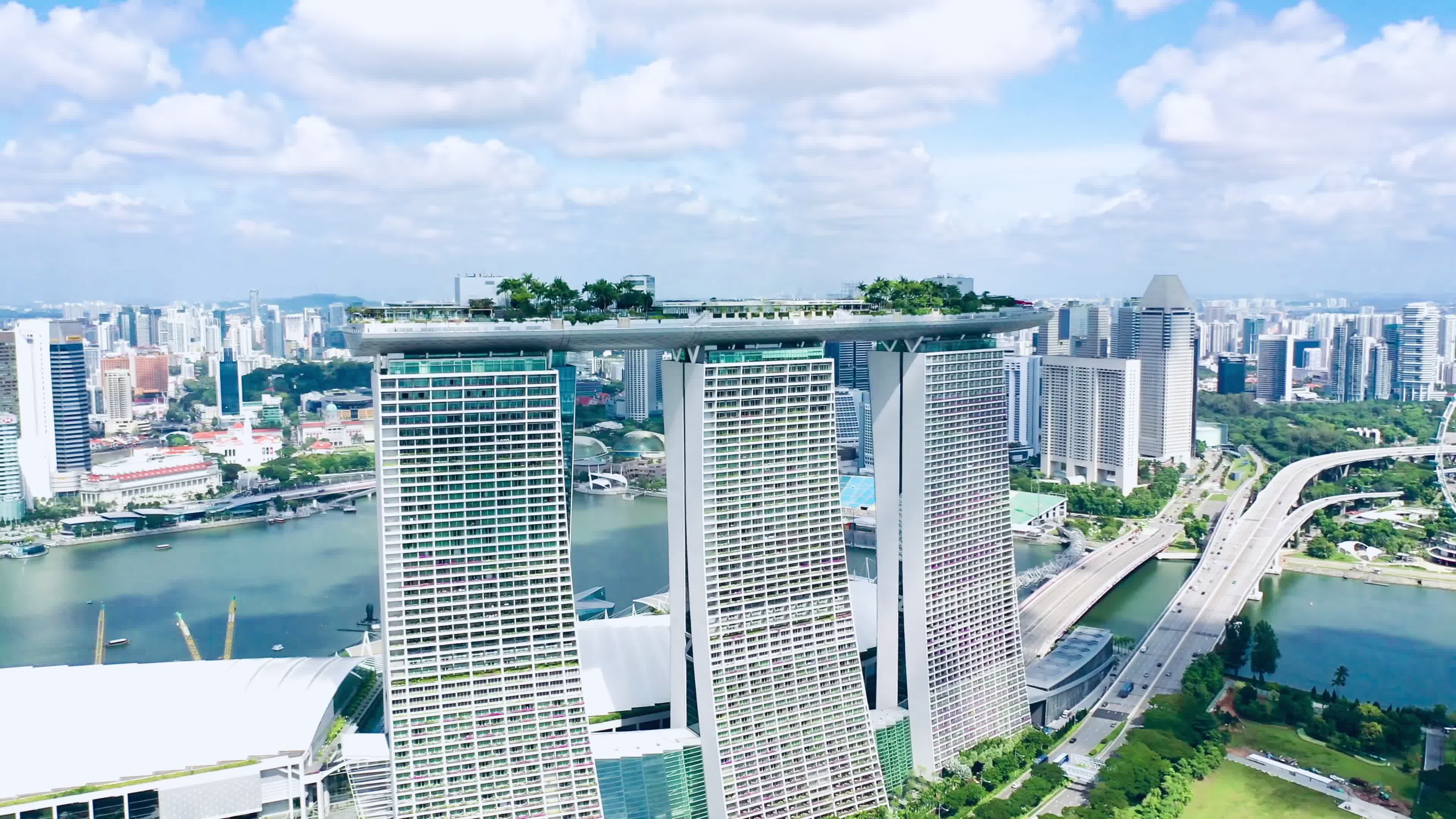 Aerial View of Marina Bay Sands Singapore Free Stock Video Footage ...
