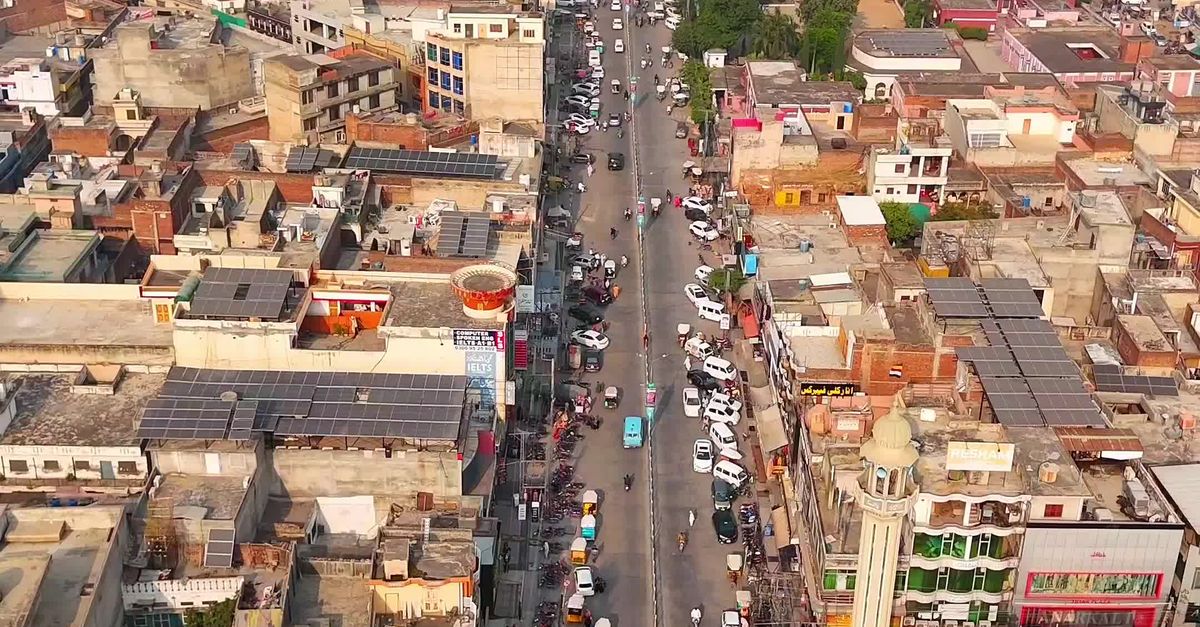 Aerial View Of Bustling City Street In Pakistan Free Stock Video aerial-view-of-bustling-city-street-in-pakistan-free-stock-video