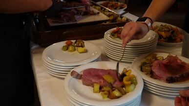 delicious plating of steak with vegetables