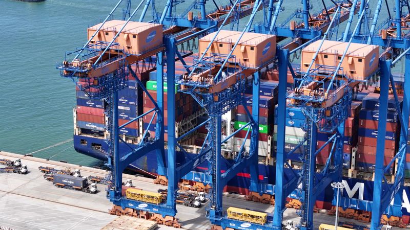 Containership enters Caribbean docking area. Free Stock Video Footage ...