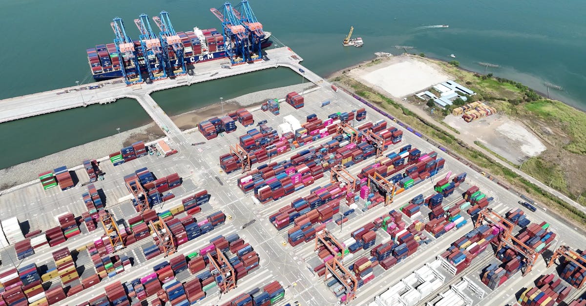 Aerial View of Busy Container Port Terminal Free Stock Video Footage ...