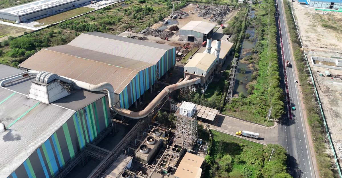 Aerial View of Large Industrial Factory Complex Free Stock Video ...