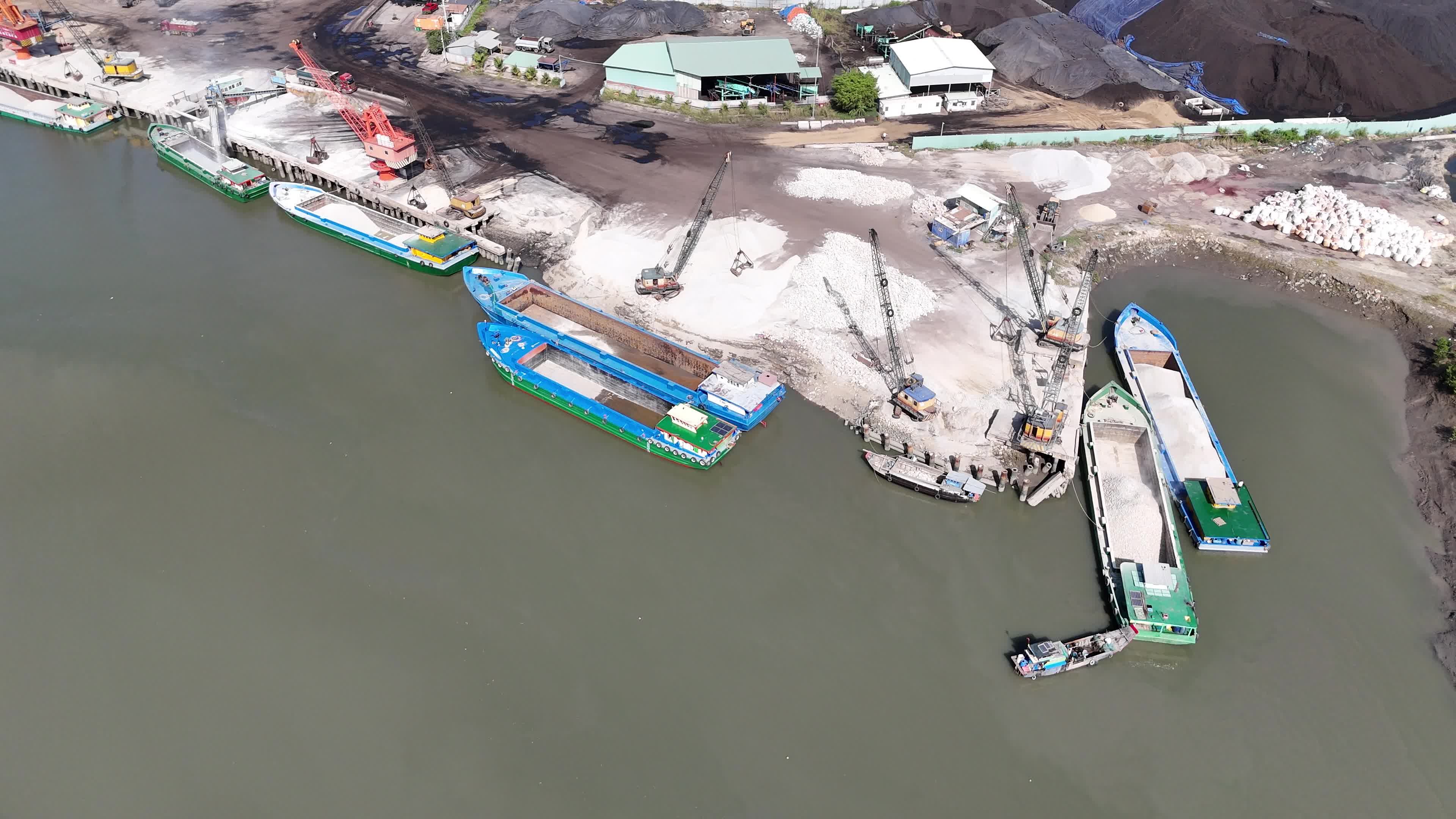 Aerial View of Industrial Shipping Docks Free Stock Video Footage ...