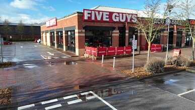 aerial view of modern fast food restaurants