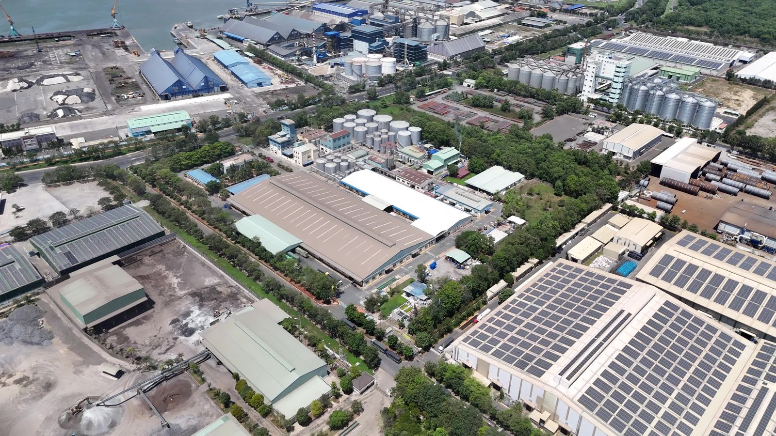 Aerial View of Large Industrial Factory Complex Free Stock Video ...