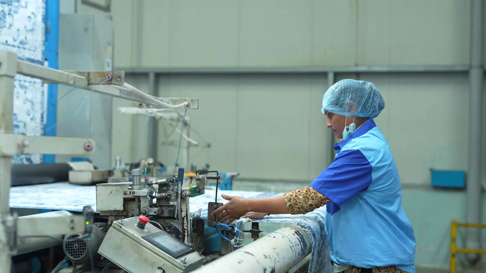 Textile Factory Worker Operating Machinery Free Stock Video Footage ...