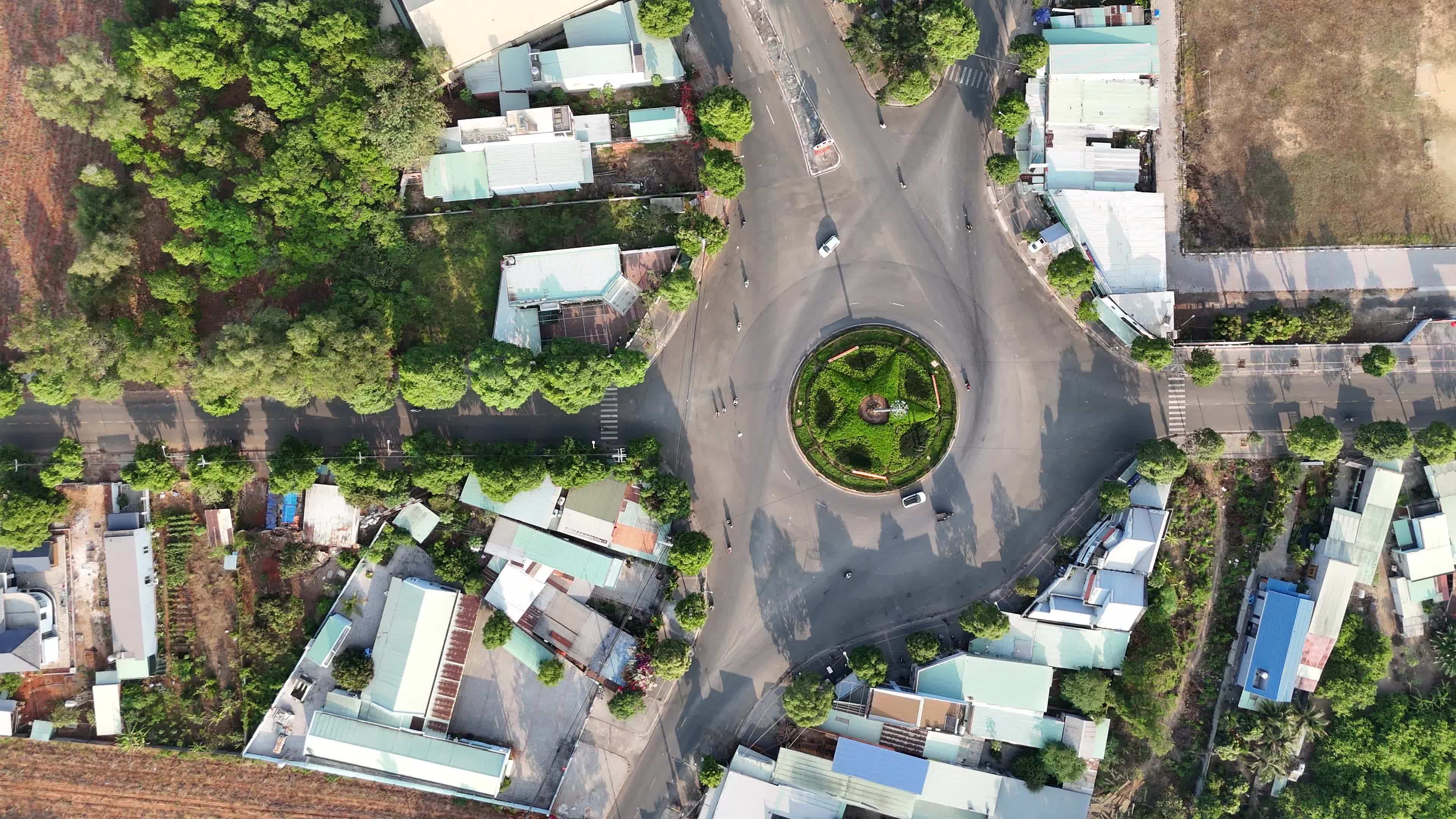 Aerial View of Urban Roundabout with Green Center Free Stock Video ...
