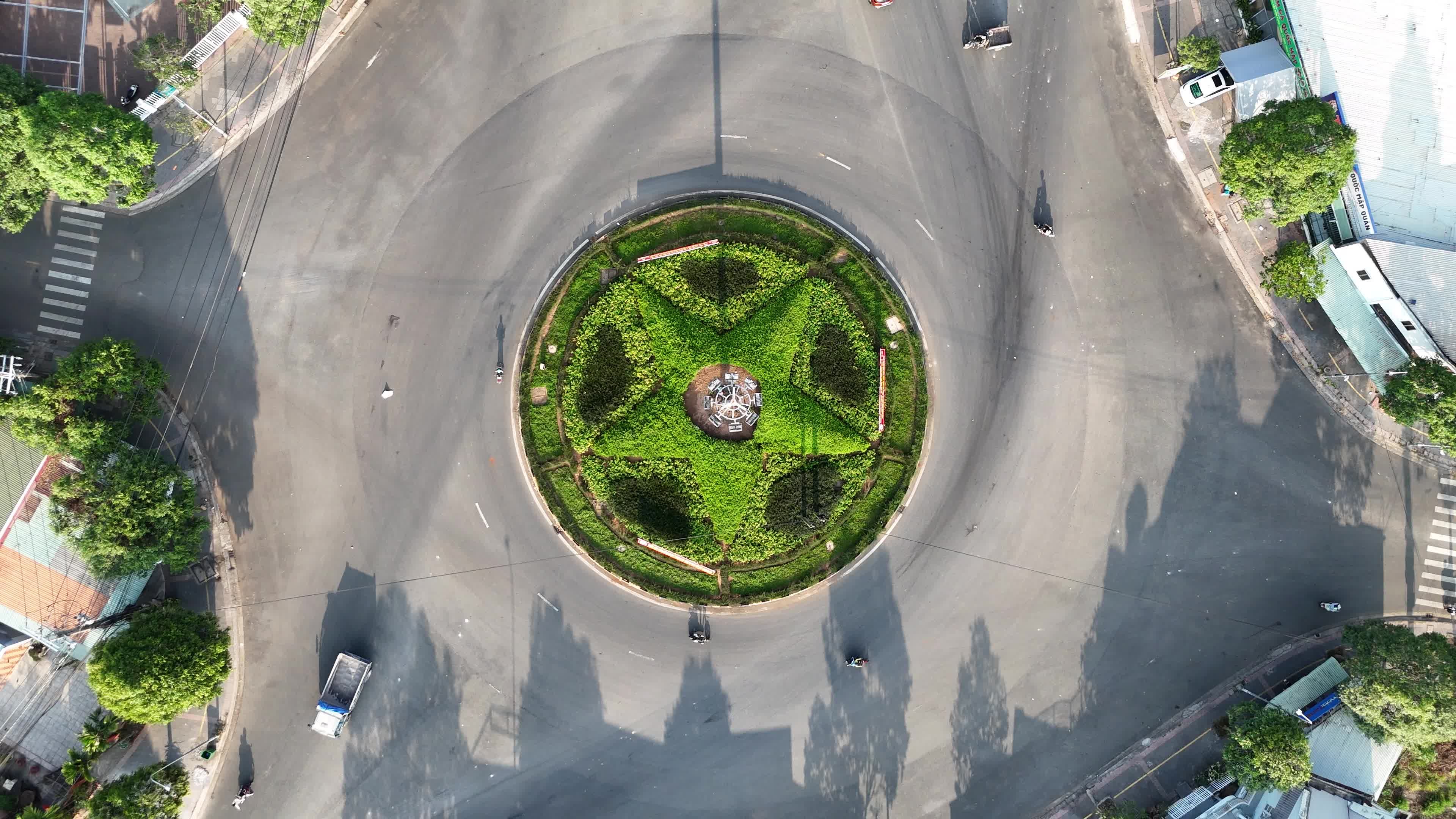 Aerial View of Roundabout in Bustling City Free Stock Video Footage ...