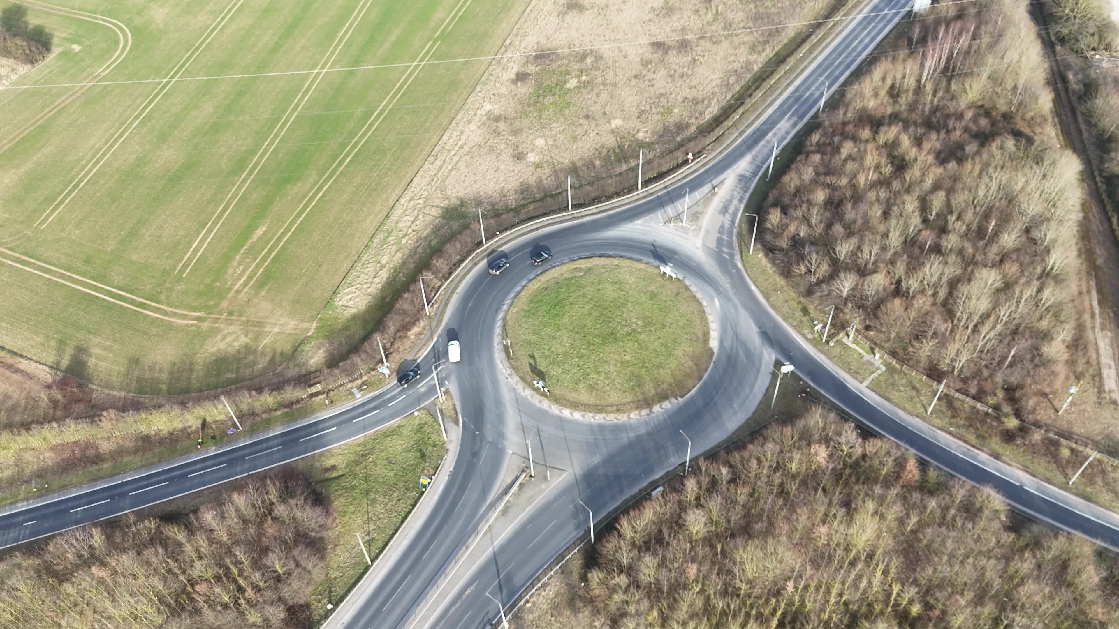 Aerial View of Rural Road Roundabout Intersection Free Stock Video ...