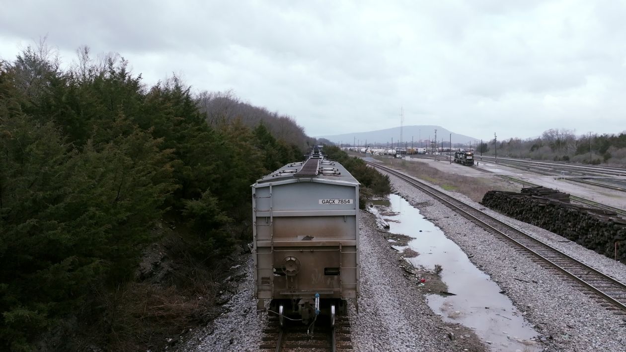Train View Video Aerial View of Train on Railroad in Scenic Landscape Free Stock Video ...