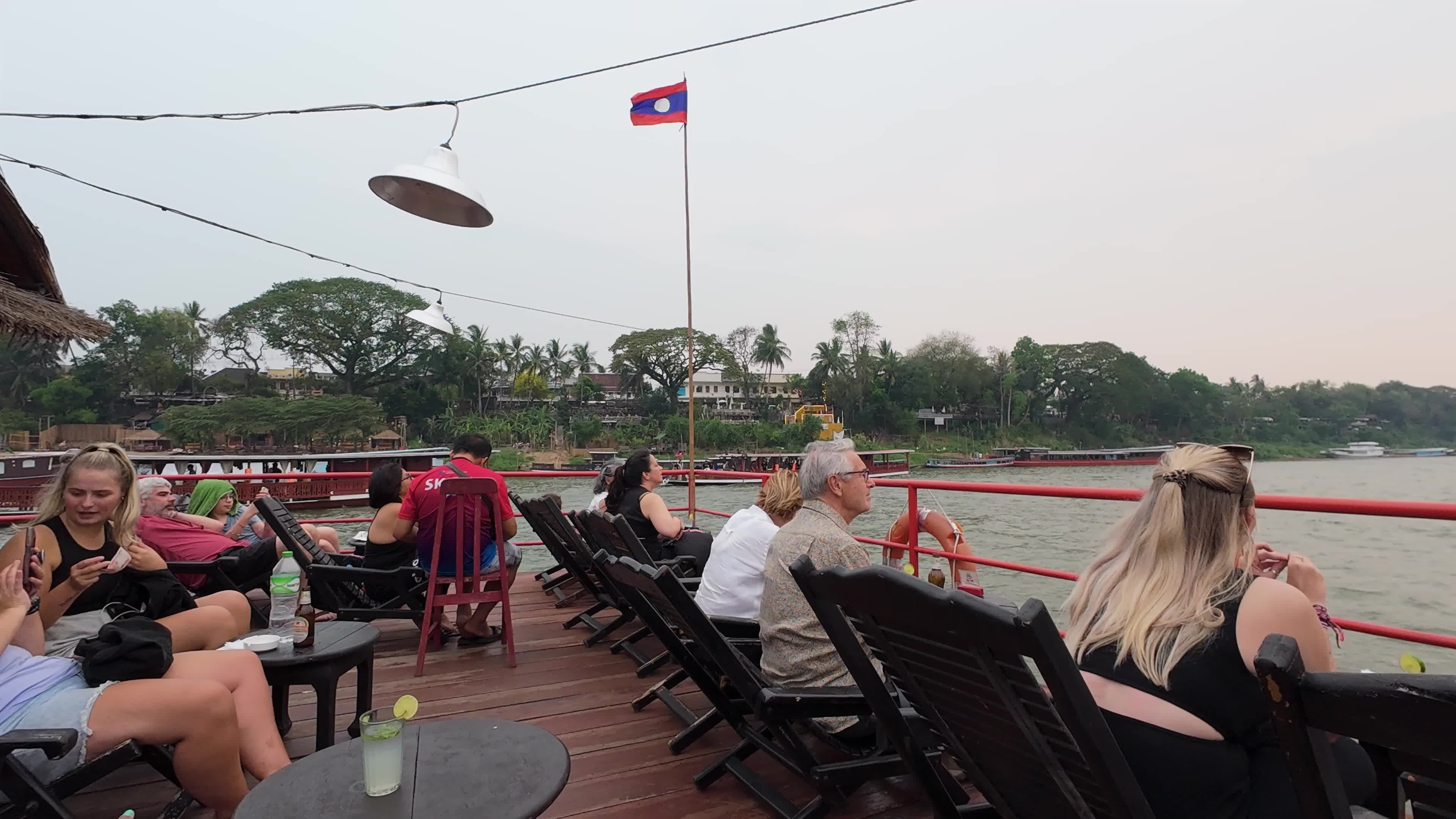 Luang Prabang Mekong Sunset River Cruise Free Stock Video Footage