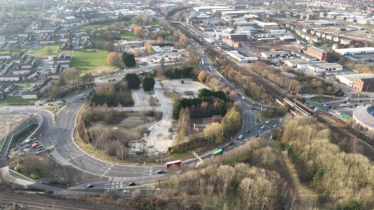 Aerial View of Urban Roundabout Traffic Free Stock Video Footage ...