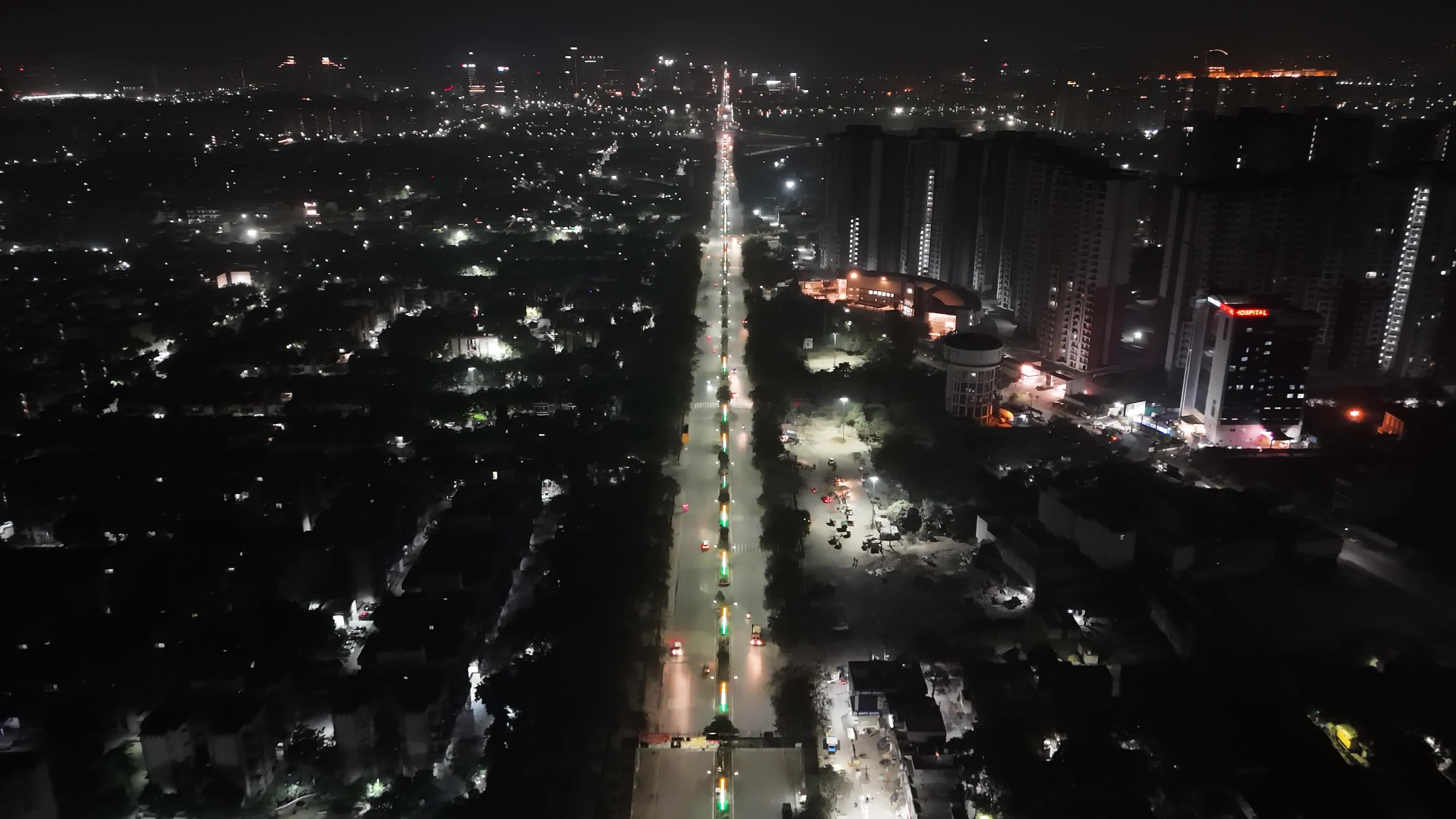 Aerial Night View of Illuminated Urban Cityscape Free Stock Video ...