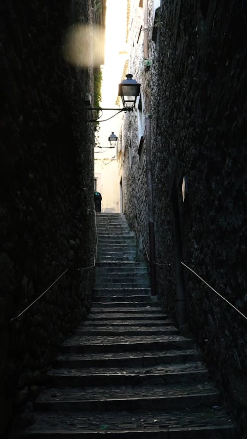 Concrete Stairs Built On A Steep And Narrow Alley