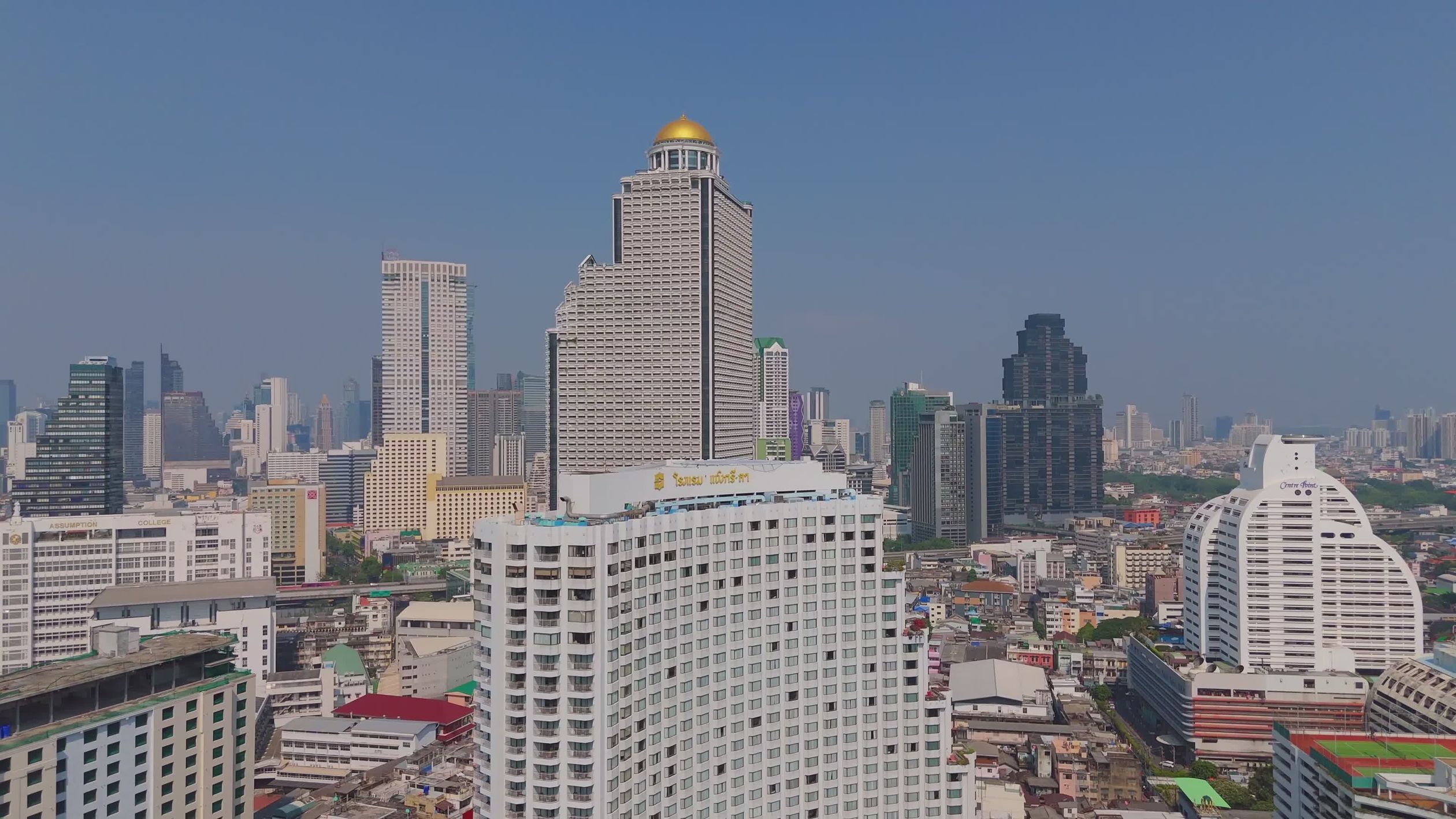 Aerial View of Bangkok Skyline in Daylight Free Stock Video Footage ...
