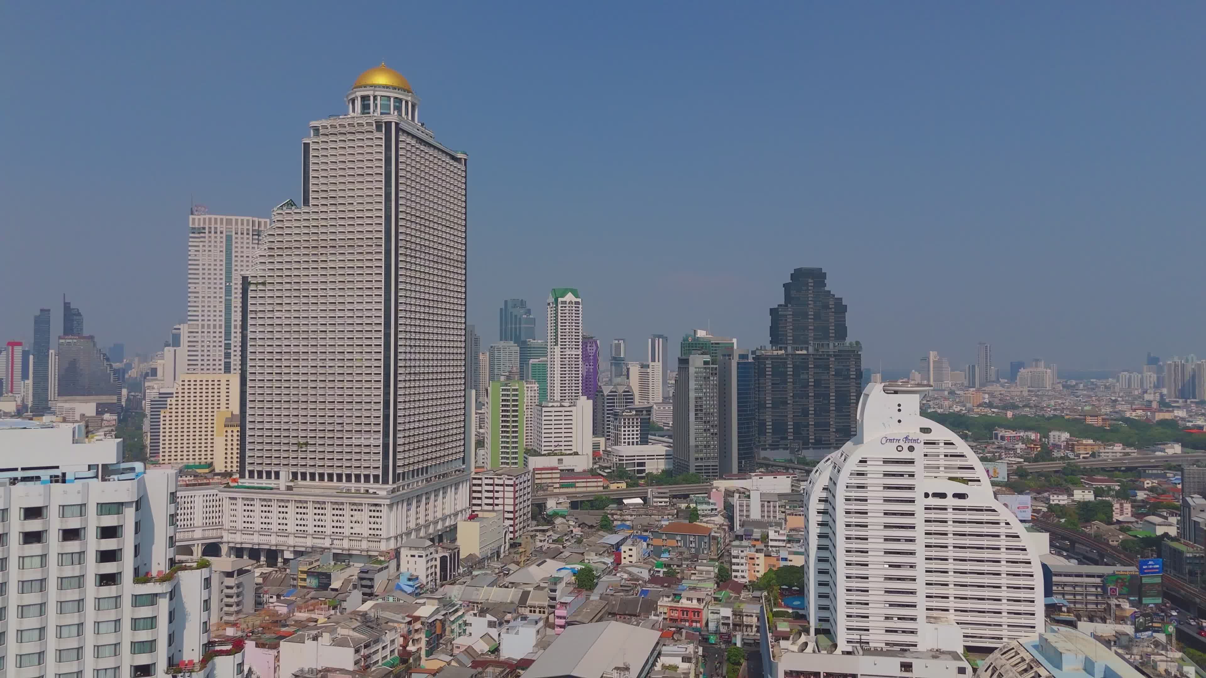 Aerial View of Bangkok Skyline with Skyscrapers Free Stock Video ...