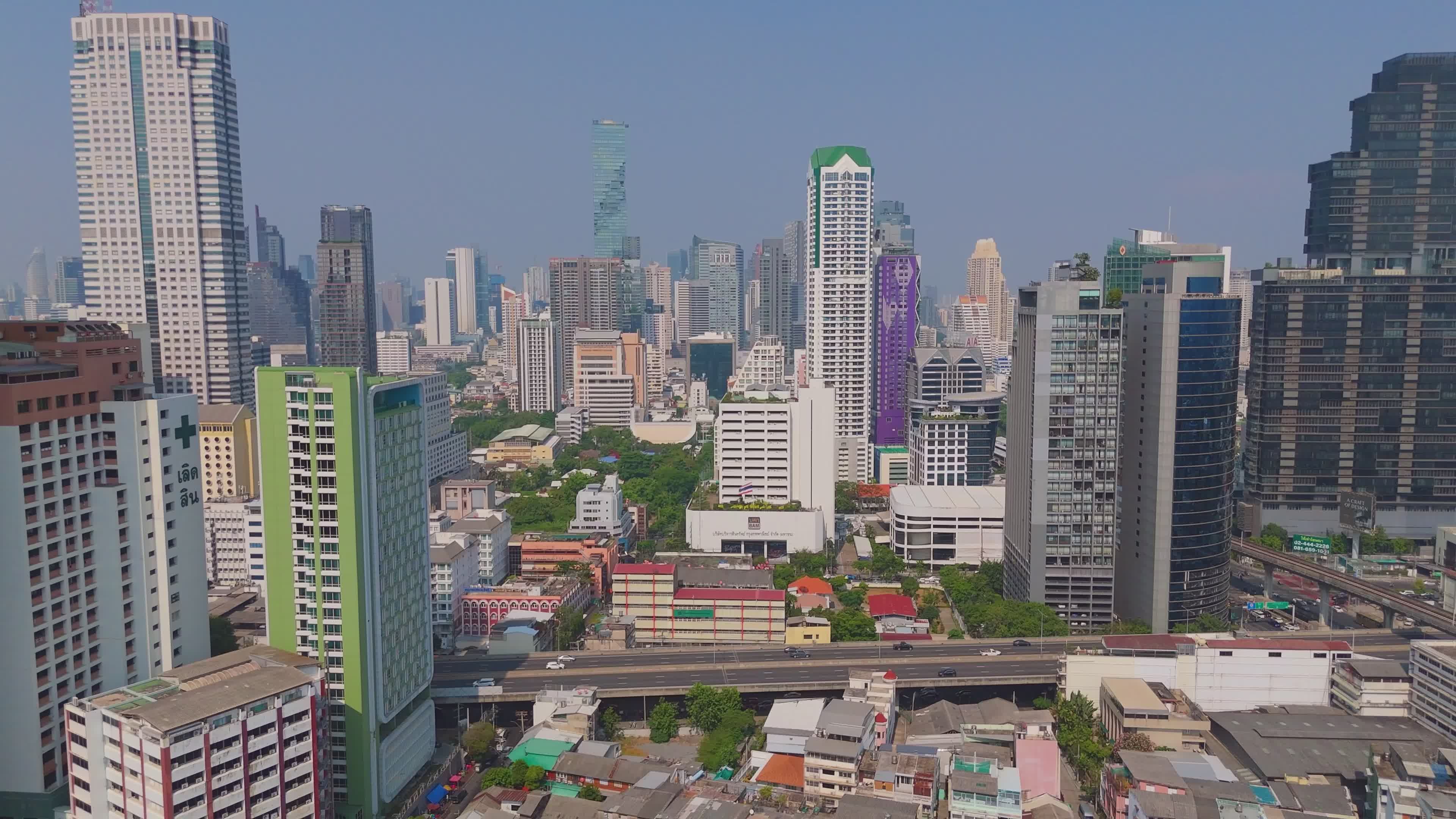 Stunning Aerial View of Bangkok Skyline Free Stock Video Footage ...