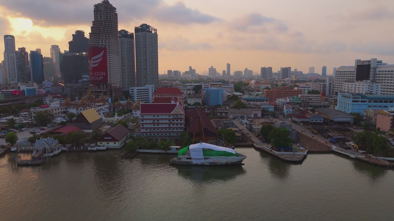 Aerial View of Bangkok Skyline at Sunset Free Stock Video Footage ...