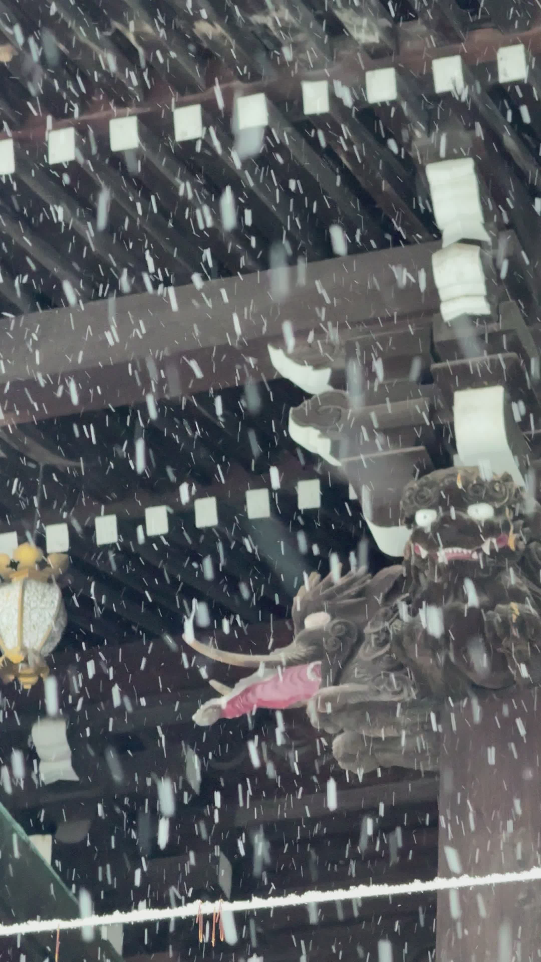 Japanese Temple Roof Covered in Falling Snow Free Stock Video Footage ...