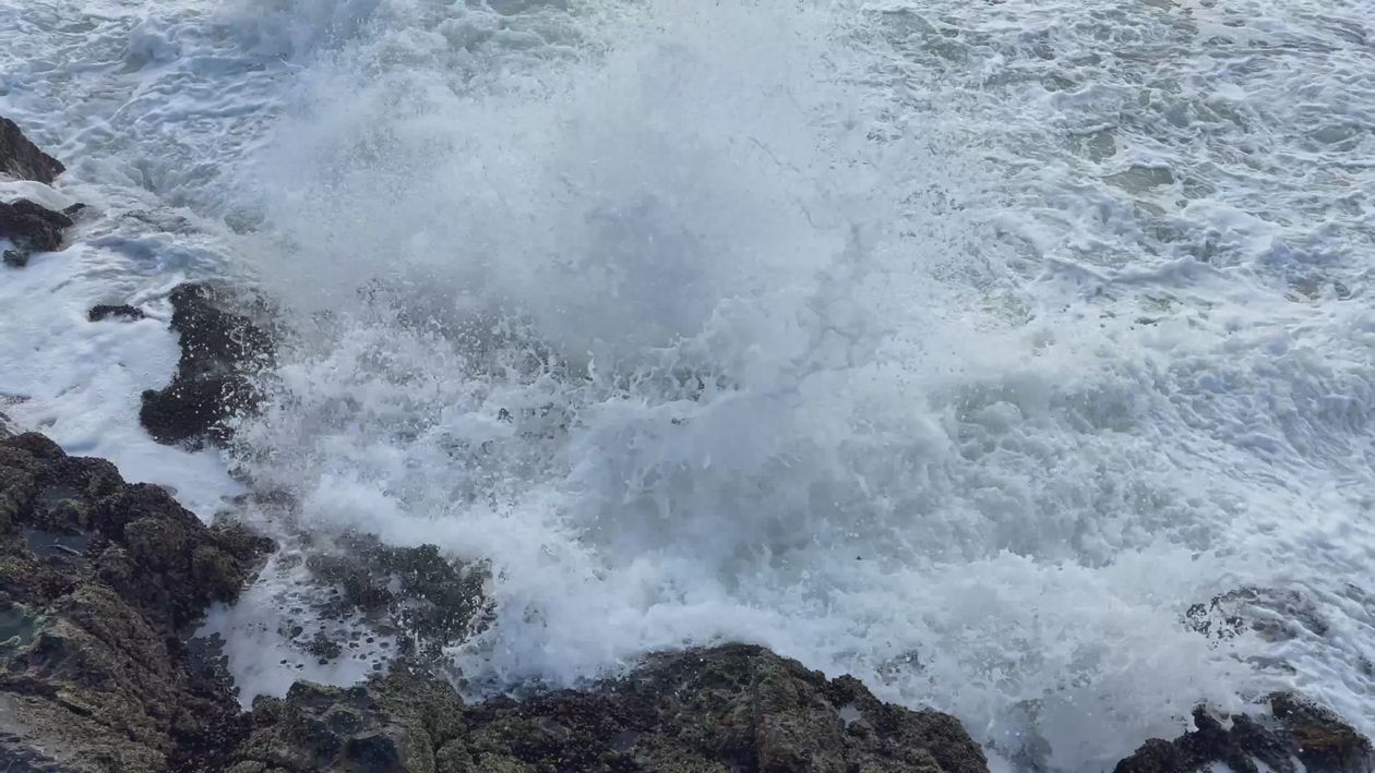 Dramatic Ocean Waves Crashing on Rocky Shore Free Stock Video Footage ...