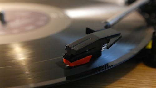 A Spinning Turntable Playing A Vinyl Record