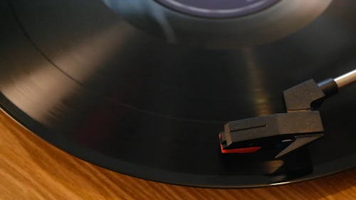 Vintage Turntable With Vinyl Record Playing