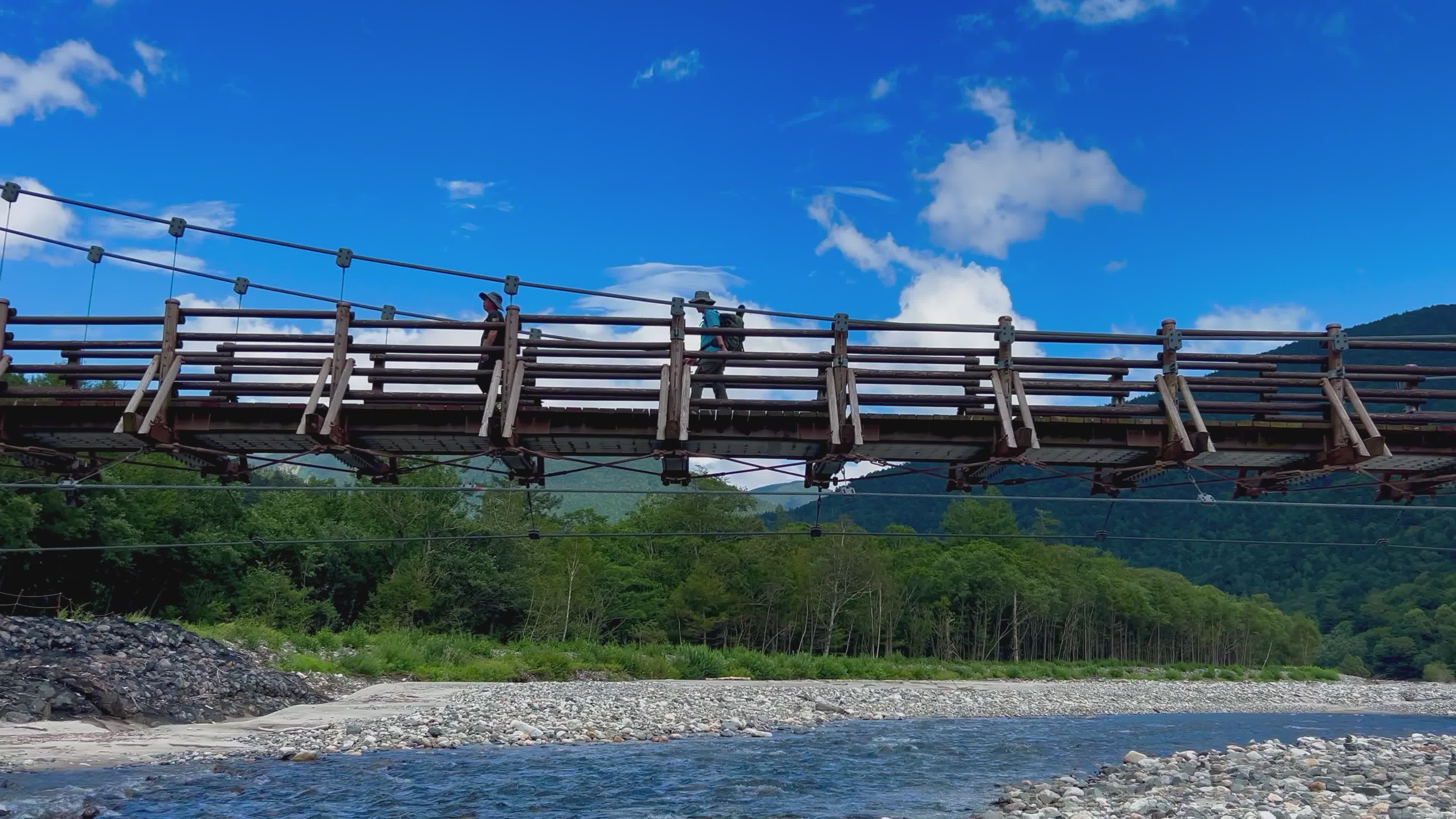 Suspension Bridge over Mountain River Landscape Free Stock Video ...
