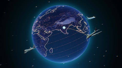 地球の大気圏を飛行する飛行機のデジタルシミュレーション