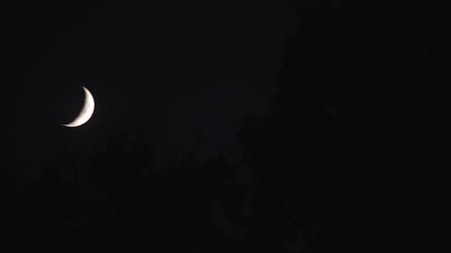 La Lumière D'un Croissant De Lune Dans L'obscurité De La Nuit