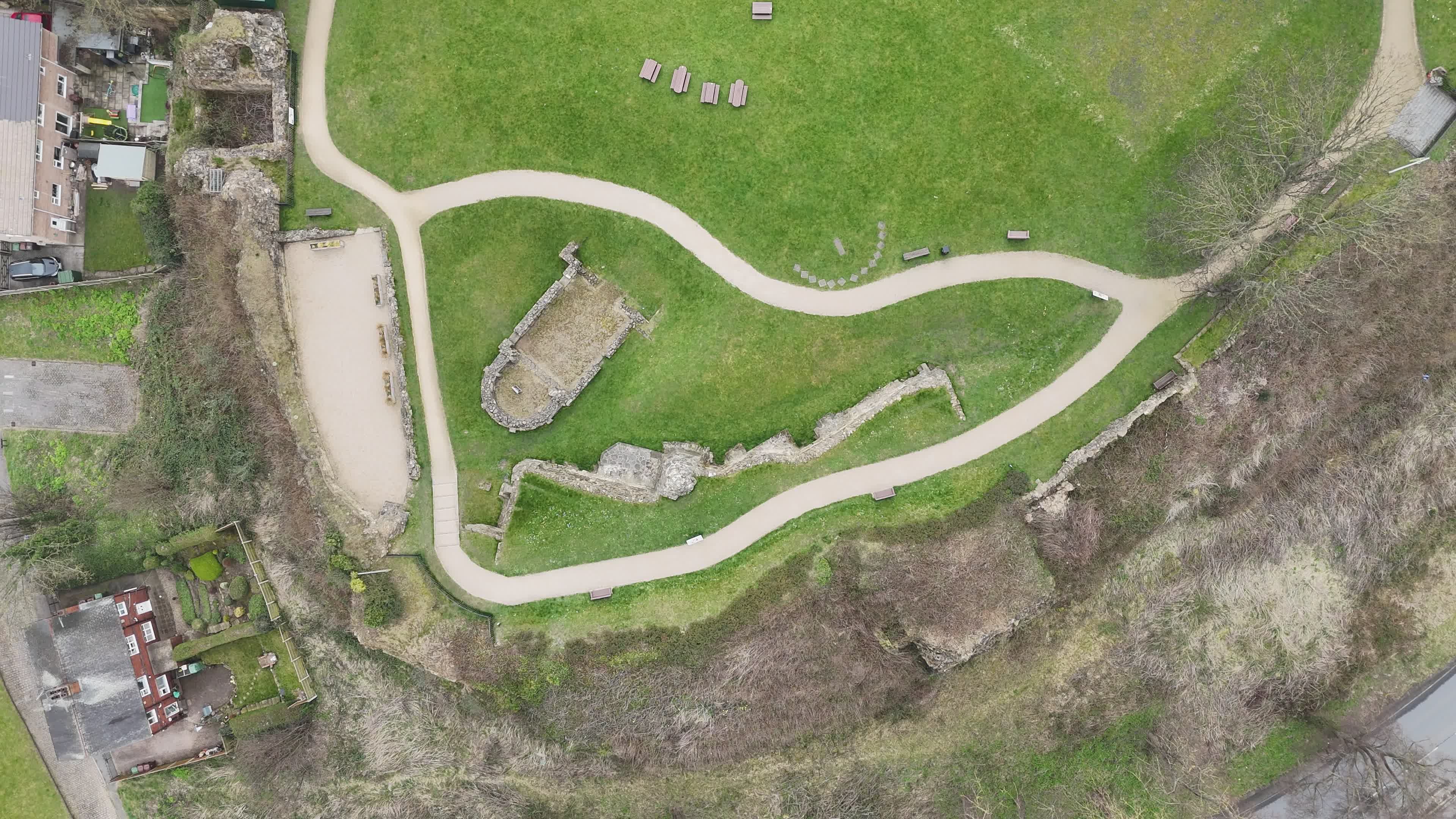 Aerial View of Historic Ruins and Paths Free Stock Video Footage ...