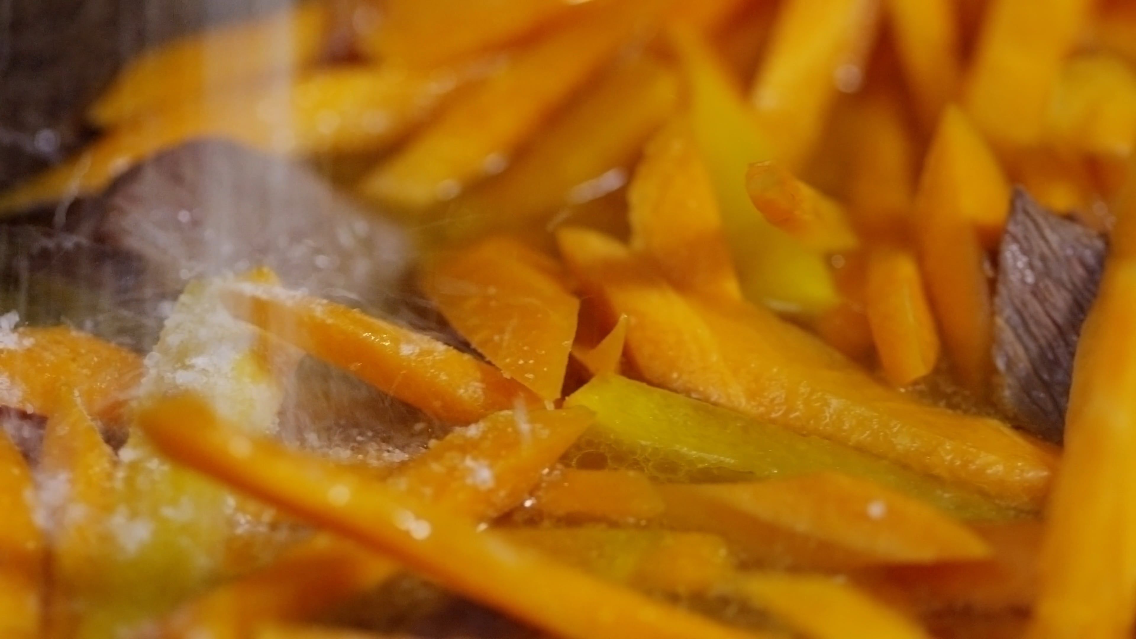 Drizzle Of Salt On A Deep Fried Pumpkin Sticks Free Stock Video Footage ...