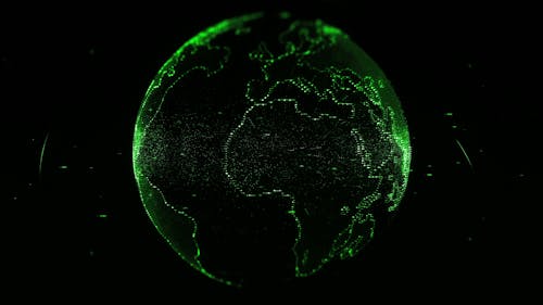 Digital Projection Of The Earth's Mass In Green Lights