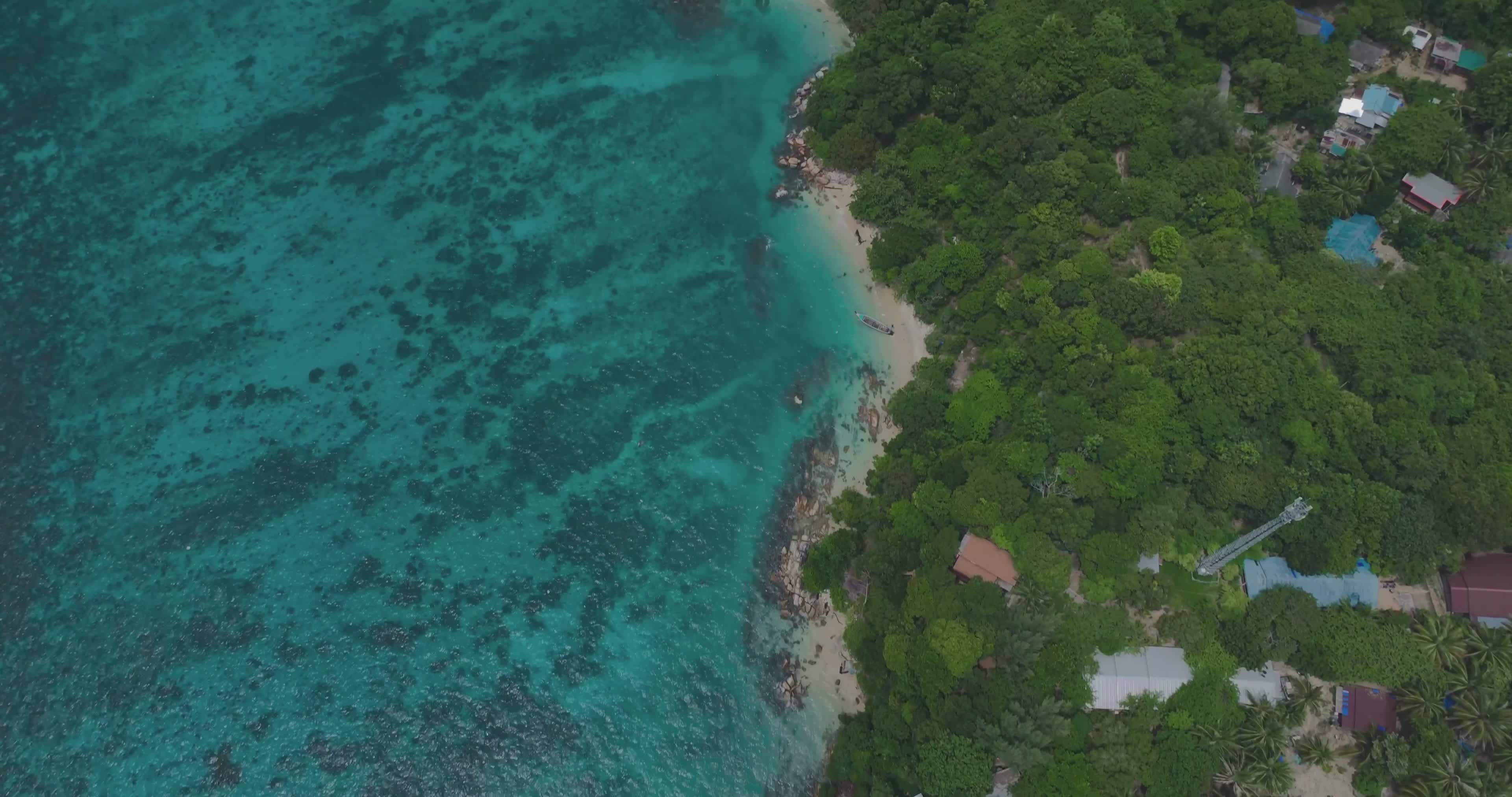 Aerial View of Tropical Island Coastline Free Stock Video Footage ...
