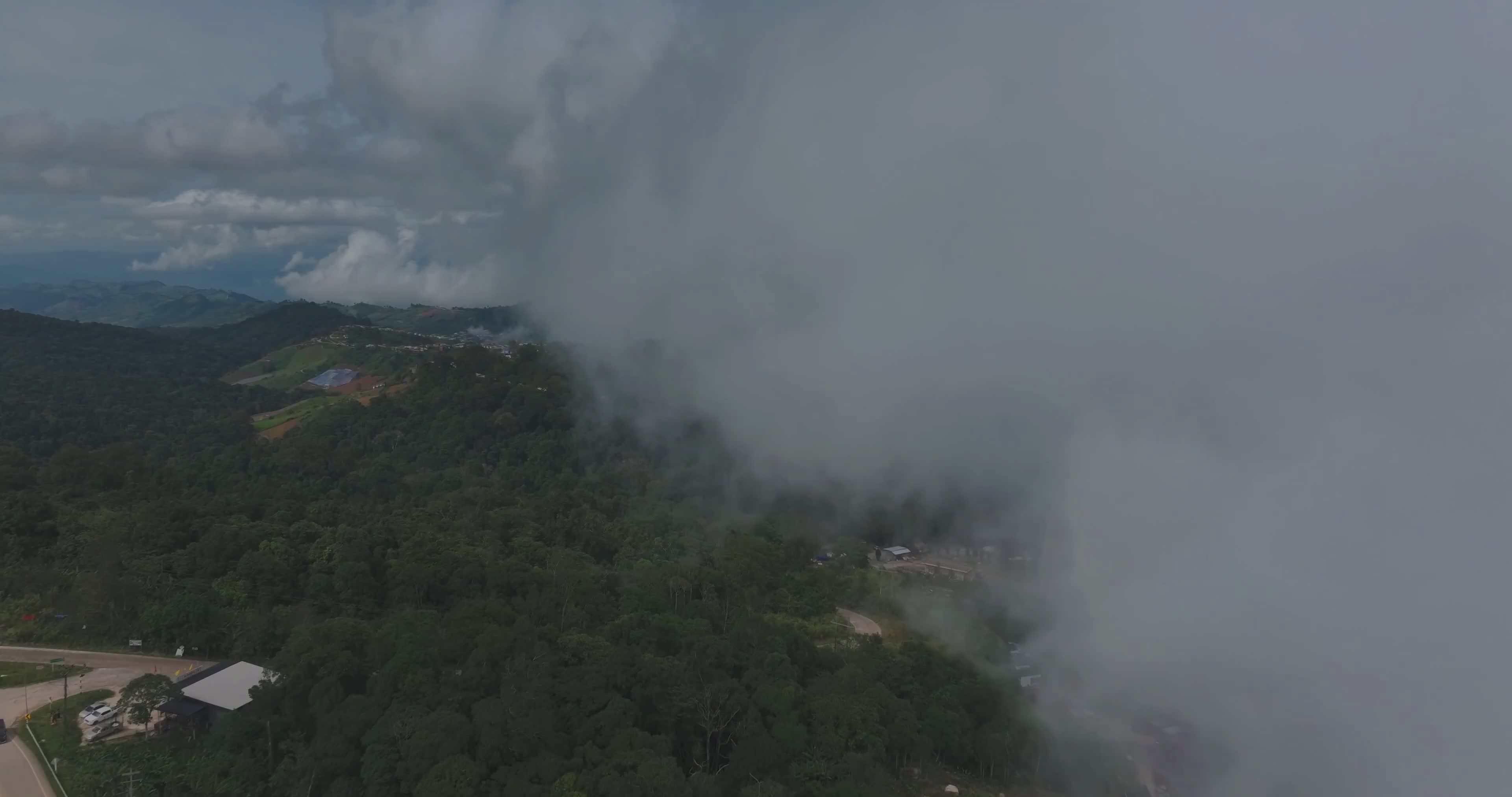 Aerial View of Misty Mountains and Forest Free Stock Video Footage ...