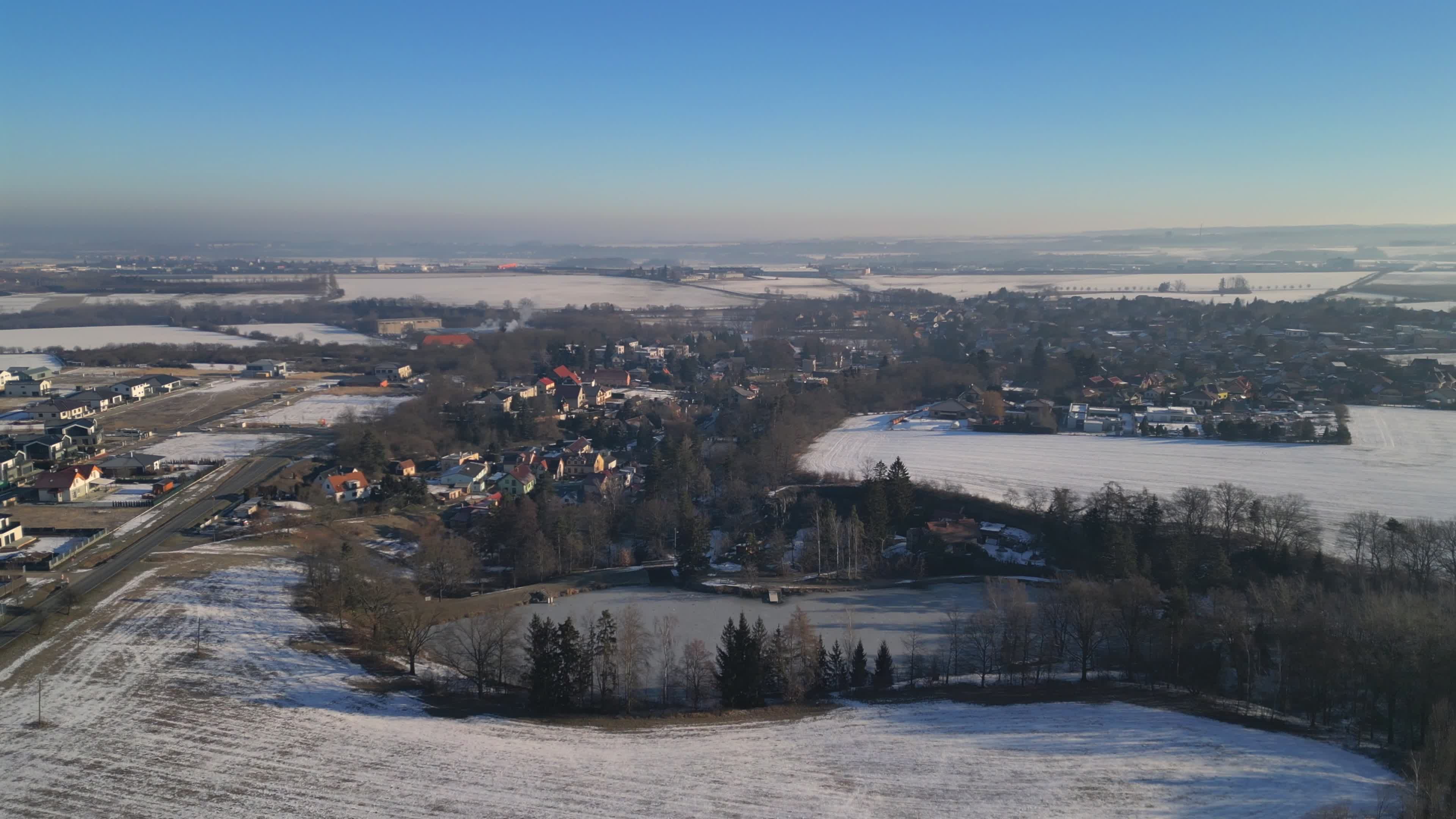 Aerial Winter View of Scenic Countryside Town Free Stock Video Footage ...